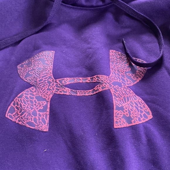 Under Armour Semi-Fitted Cold Gear Purple Logo Hoodie SIZE S - Picture 4 of 6